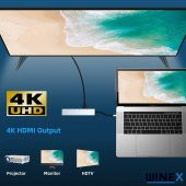 Winex 8in1 USB Type-C Hub Port Adaptör HDMI USB Ethernet 100W PD Girişli - 5