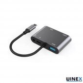 Winex 5in1 Type-C Hub Port Adaptör HDMI VGA USB AUX 100W PD Girişli - 4