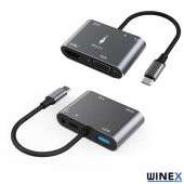 Winex 5in1 Type-C Hub Port Adaptör HDMI VGA USB AUX 100W PD Girişli - 5