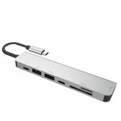 Winex 7in1 USB Type-C Hub Port Adaptör 4K HDMI+UsbA+Sd/Tf Kart 100W PD Girişli - 1