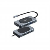 Winex 9in1 USB Type-C Hub Port Adaptör 4K HDMI USB Ethernet PD Girişli 15W Kablosuz Şarj - 1