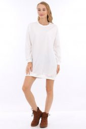 Hipatu Basıc Ribanalı Ekru Kadın Sweat - 2
