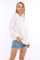 Hipatu Basıc Ribanalı Ekru Kadın Sweat - 6