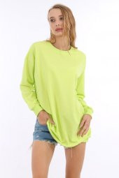 Hipatu Basıc Ribanalı Fıstık Yeşili Kadın Sweat - 7