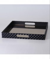 Selim Dekor Piramit Kare Tepsi Siyah 38x38 Cm - 1