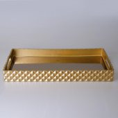 Selim Dekor Piramit Dikdörtgen Altın Tepsi 45x26 Cm - 1