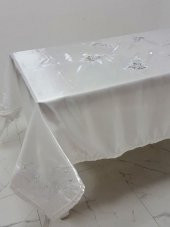 Finezza Anjelica İncili Güpürlü Monoray Kumaş Beyaz Masa Örtüsü 170x330cm - 1020 - 5