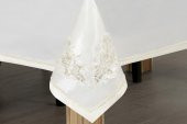 Finezza Anjelica İncili Güpürlü Monoray Kumaş Krem Masa Örtüsü 170x330 cm - 1021 thumbnail 2