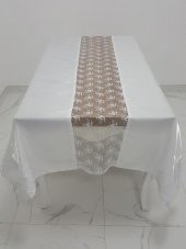 Finezza Elegant Lüx Dantelli Monoray Kumaş Beyaz Masa Örtüsü 170x230 cm - 1023 - 1