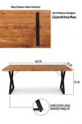 140x70 Doğal Ladin Ahşap Kütük Ağaç Masa Üçgen Çapraz Ayak - 5