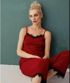 Mihra 80115 Kadın Düz İp Askılı Pijama Takım - 2