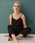 Mihra 80115 Kadın Düz İp Askılı Pijama Takım - 1