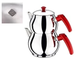 Papatyam Çelik Çaydanlık Aile Boy Kendinden Süzgeçli Kırmızı - 1