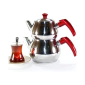 Papatyam Çelik Çaydanlık Aile Boy Kendinden Süzgeçli Kırmızı - 2