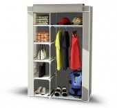 TEKNOR Tek Yandan Raflı Plastik Bez Dolap - Gri - 1