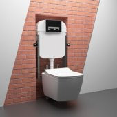 Creavit Gömme Rezervuar Asma Klozet İçin+Mat Gri Kumanda Paneli - 5