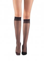 İtaliana Konfor Bantlı Parlak Dizaltı Çorap 9423 | Siyah - 1