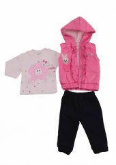 Tavşan Baskılı Bebek Takımı 12189 | Pembe - 2