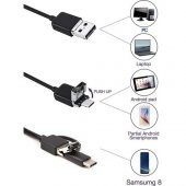 Endoskop 3 in 1 Yılan Kamera USB Micro Usb Type-C 5M Sert Kablo - 1