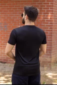 Siyah Basic Rahat İnce Petek Kumaş Spor Erkek Tshirt 22ETSHPORT - 7