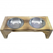 Ahşap Çelik Kaseli Kedi Köpek Mama Ve Su Kabı thumbnail 1