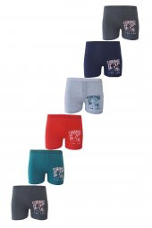 Erkek Çocuk Renkli Desenli Baskılı Boxer Külot 6 Lı Paket - 1