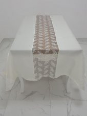 Finezza Elegant Lüx Dantelli Monoray Kumaş Krem Masa Örtüsü 170x230 cm - 1024 thumbnail 1