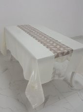 Finezza Elegant Lüx Dantelli Monoray Kumaş Krem Masa Örtüsü 170x230 cm - 1024 thumbnail 3