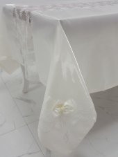 Finezza Elegant Lüx Dantelli Monoray Kumaş Krem Masa Örtüsü 170x230 cm - 1024 thumbnail 4