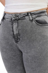 Kadın Büyük Beden Yüksek Bel Full Likralı Dar Kesim Parlak Serpme Taşlı Kot Pantolon - 3