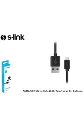 TELEFON ŞARJ KABLOSU 1.6A MICRO 5 PİN GİRİŞLİ TÜM CİHAZLARA UYGUN DATA+ ŞARJ KABLOSU S-LINK SMG-322 - 2