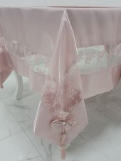 Finezza Gelin Lüx Dantelli Monoray Kumaş Pudra Masa Örtüsü 170x330 cm - 1029 - 2