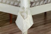 Finezza Gelin Lüx Dantelli Monoray Kumaş Krem Masa Örtüsü 170x330 cm - 1031 - 2