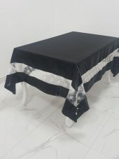 Finezza Gelin Lüx Dantelli Monoray Kumaş Siyah Masa Örtüsü 170x230 cm - 1032 thumbnail 1
