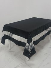 Finezza Gelin Lüx Dantelli Monoray Kumaş Siyah Masa Örtüsü 170x230 cm - 1032 thumbnail 3