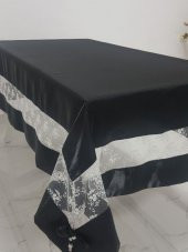 Finezza Gelin Lüx Dantelli Monoray Kumaş Siyah Masa Örtüsü 170x230 cm - 1032 thumbnail 4