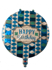 FOLYO BALON HAPPY BİRTHDAY MAVİ DESENLİ 18 DÜ 15 - 1