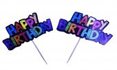 Rengarenk Harflerle Happy Birthday Yazılı Parti Kürdan Süsü 2 Adet - 1