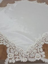 Finezza Violetta Lüx Güpürlü Osmanlı İpeği Kumaş Krem Salon Takımı 5 Prç. - 1036 - 4