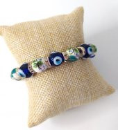 Nazar Boncuklu Swarovski Taşlı Lastikli Bileklik - 1