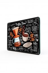 20x30 cm Coffee Time Desenli Cam Kesme Tablası thumbnail 2