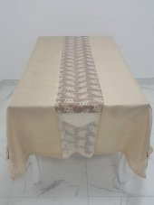 Finezza Elegant Lüx Dantelli Monoray Kumaş Bej Masa Örtüsü 170x230 cm - 1050 - 2
