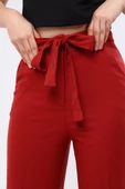 Kadın Kiremit Beli Bağcıklı Kumaş Pantolon - 5