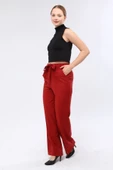 Kadın Kiremit Beli Bağcıklı Kumaş Pantolon - 3