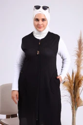 Petek Cepli Fermuarlı Kadın Yelek - 5