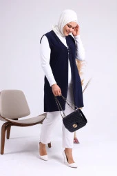 NESAFET ÜÇ DÜĞME TAŞLI KADIN YELEK - 3