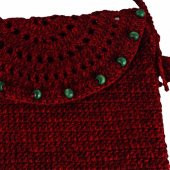 Bordo Boncuk Detaylı El Örgüsü Çanta Omuz Çantası - 2