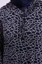 Büyük Beden Yakası Fırfırlı Elbise - 2