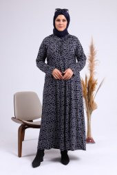 Büyük Beden Yakası Fırfırlı Elbise - 3