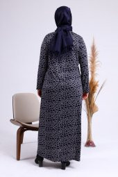 Büyük Beden Yakası Fırfırlı Elbise - 4